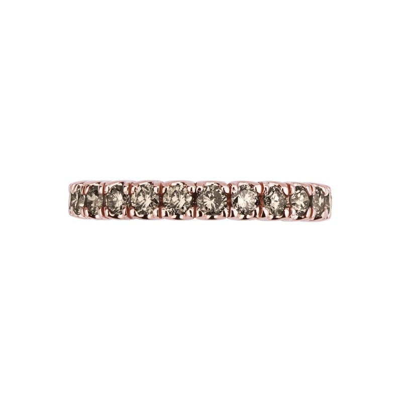 Rosé gold 18k eternity ring with brown diamonds 