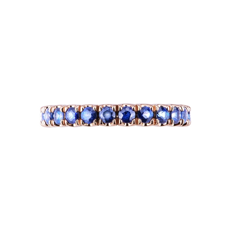Rosé gold 18k eternity ring with blue sapphires 