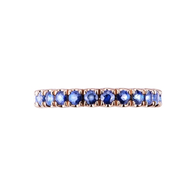 Rosé gold 18k eternity ring with blue sapphires 