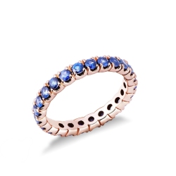 Rosé gold 18k eternity ring with blue sapphires 
