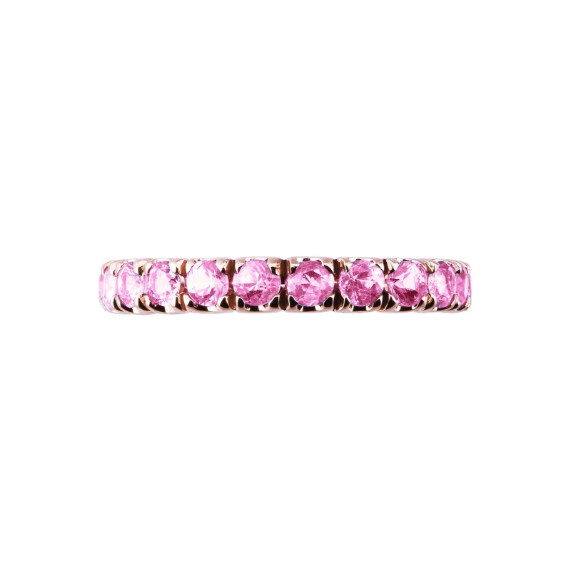 18k rosé gold eternity ring with pink sapphires 