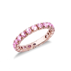 18k rosé gold eternity ring with pink sapphires 