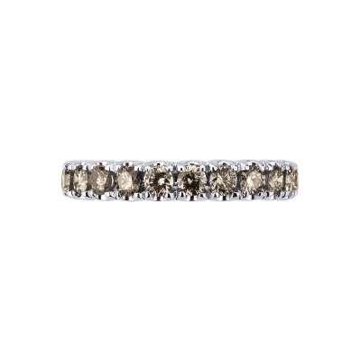 Eternity ring in white gold 18k with brown diamonds 