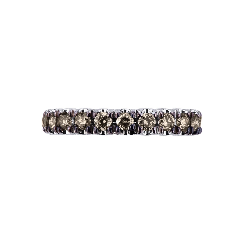 18k white gold eternity ring with brown diamonds 