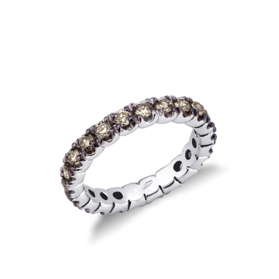 18k white gold eternity ring with brown diamonds 