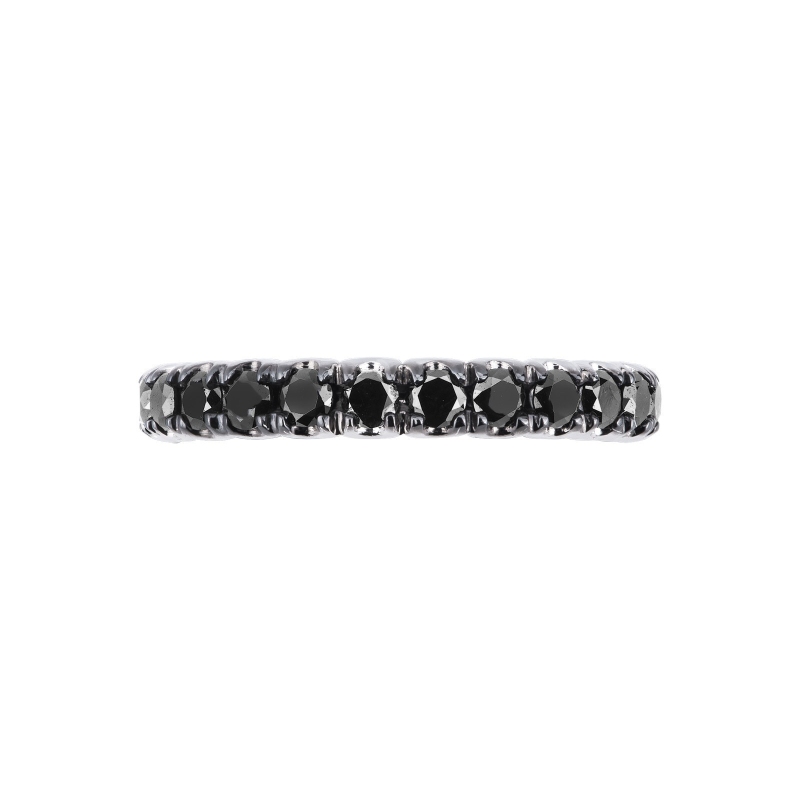 18k white gold eternity ring with black diamonds 