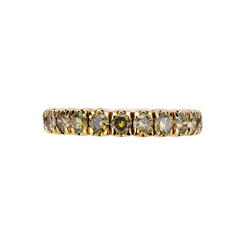 Yellow gold eternity ring with yellow diamonds 