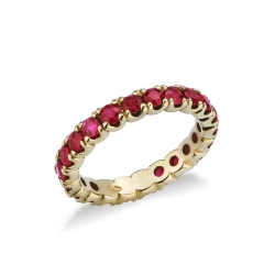 Yellow gold 18k eternity ring with rubies