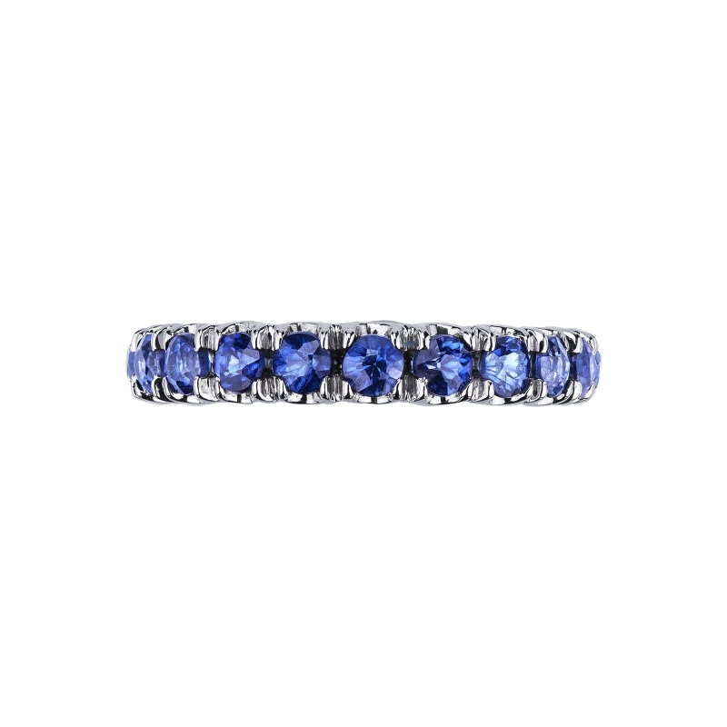 18k white gold full eternity ring with blue sapphires, ct 0.10