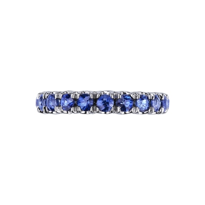 18k white gold full eternity ring with blue sapphires, ct 0.10