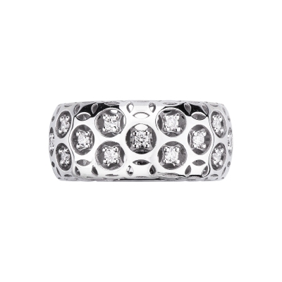 Diamond Band Ring for Women 750 White Gold 