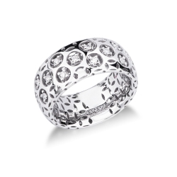 Diamond Band Ring for Women 750 White Gold 