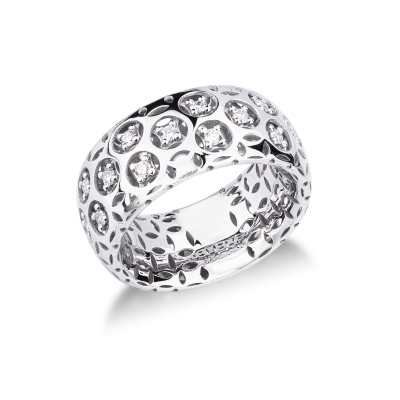 Diamond Band Ring for Women 750 White Gold 