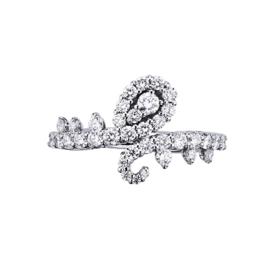 Ring with diamonds in white gold 18k