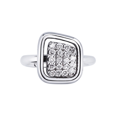 White gold 18k ring with central square of diamonds 