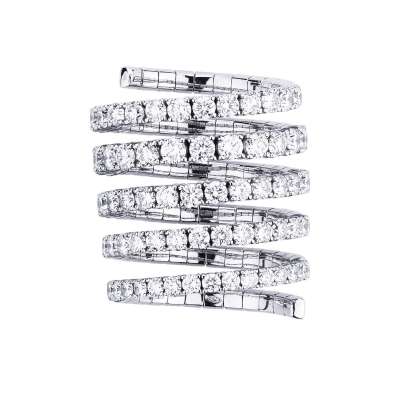 Anello elastico in oro bianco 18k e diamanti