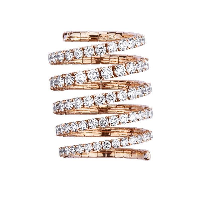 Spring ring rosé gold 18k with diamonds 