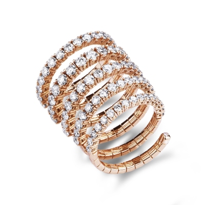 Spring ring rosé gold 18k with diamonds 