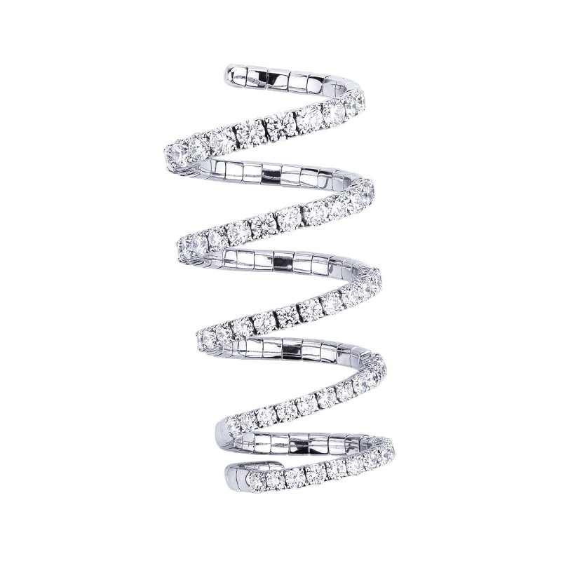 Spring ring in white gold 18k with diamonds 