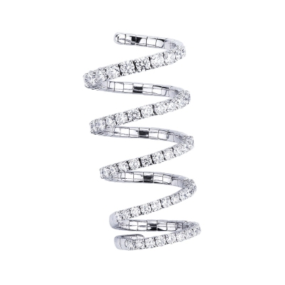 Spring ring in white gold 18k with diamonds 