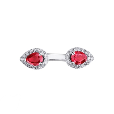 Ring in white gold 18k with rubies and diamonds 