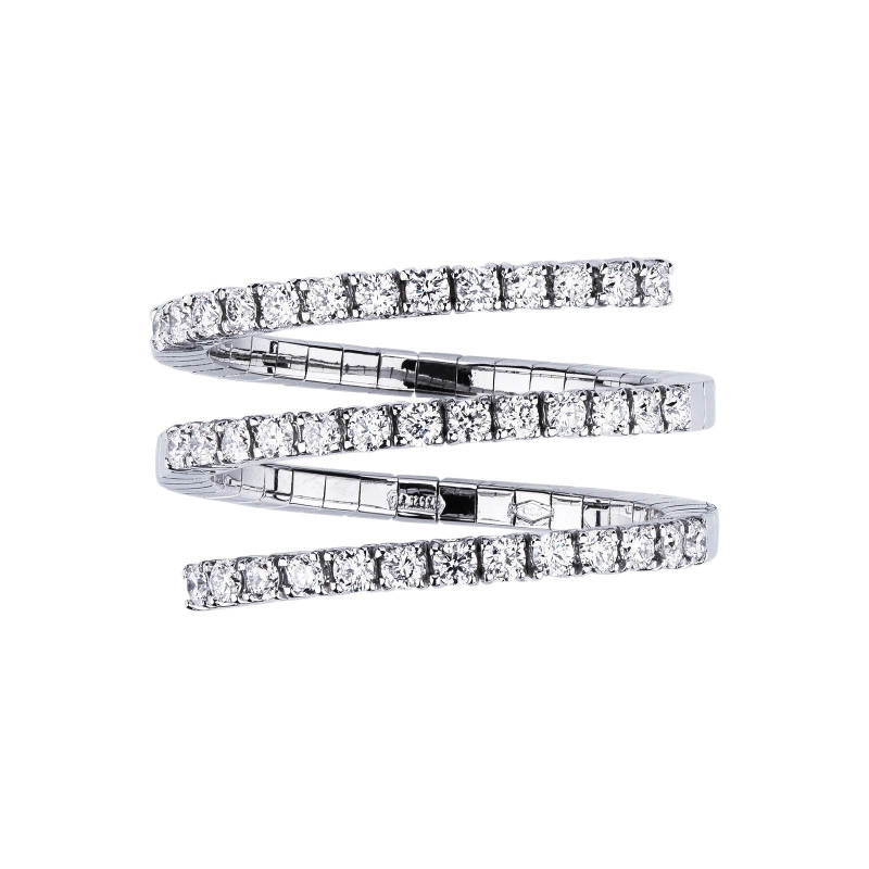 White gold 18k spring ring with diamonds 