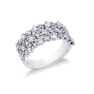 White gold 18k band ring with diamonds pear cut 