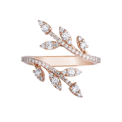 Ring in rose gold 18k with twigs in diamonds