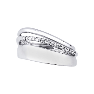 Double band ring in white gold 18k with diamonds 