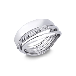 Double band ring in white gold 18k with diamonds 