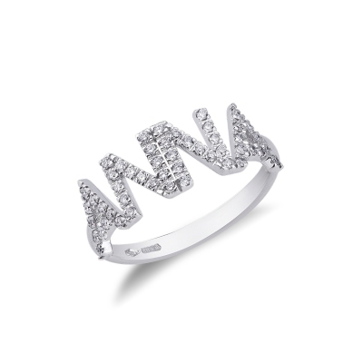 Anello personalizzabile in oro Bianco 18k e diamanti, ANNA
