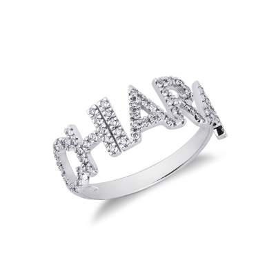 18k white gold name ring CHIARA with diamonds 