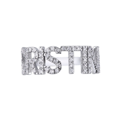 18k white gold name ring CRISTINA with diamonds 