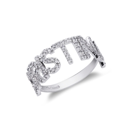18k white gold name ring CRISTINA with diamonds 