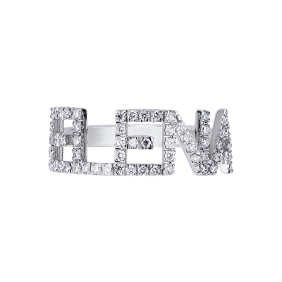 18k white gold name ring ELENA with diamonds 
