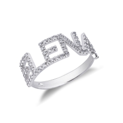 18k white gold name ring ELENA with diamonds 