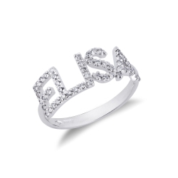 18k white gold name ring ELISA with diamonds 