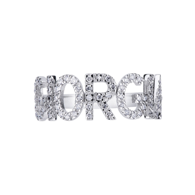 18K white gold name ring GIORGIA with diamonds 