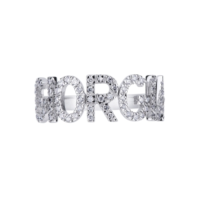 18K white gold name ring GIORGIA with diamonds 