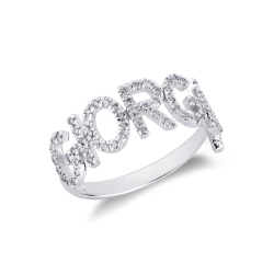 18K white gold name ring GIORGIA with diamonds 
