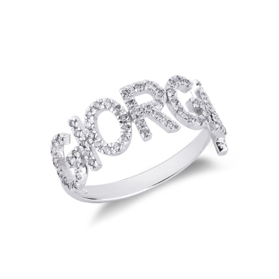 18K white gold name ring GIORGIA with diamonds 