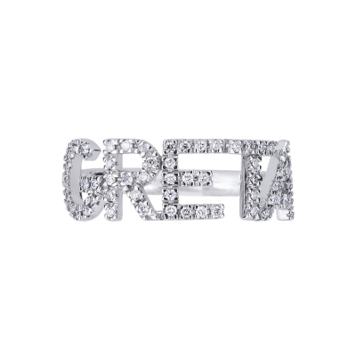 18K white gold name ring GRETA with diamonds 