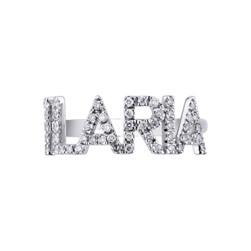 18k white gold name ring ILARIA with diamonds 