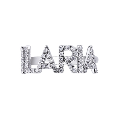 18k white gold name ring ILARIA with diamonds 