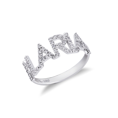 18k white gold name ring ILARIA with diamonds 