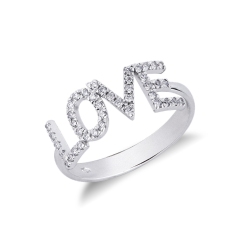 Anello personalizzabile in oro Bianco 18k e diamanti, LOVE