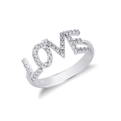 Anello personalizzabile in oro Bianco 18k e diamanti, LOVE