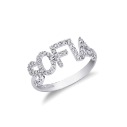 18K White gold name ring SOFIA with diamonds 