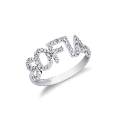 18K White gold name ring SOFIA with diamonds 