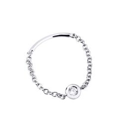 White gold 18k soft link ring with a 0,05 ct diamond 